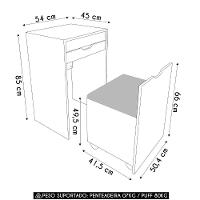 Penteadeira Com Espelho E Puff Baú Pe2007 Branco/preto 408 - Tecno Mobili