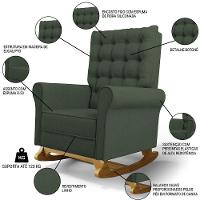 Poltrona De Amamentação Balanço E Puff Base De Madeira Brenda G05 Linho Verde - Mpozenato - 3