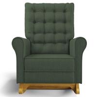 Poltrona De Amamentação Balanço E Puff Base De Madeira Brenda G05 Linho Verde - Mpozenato - 7