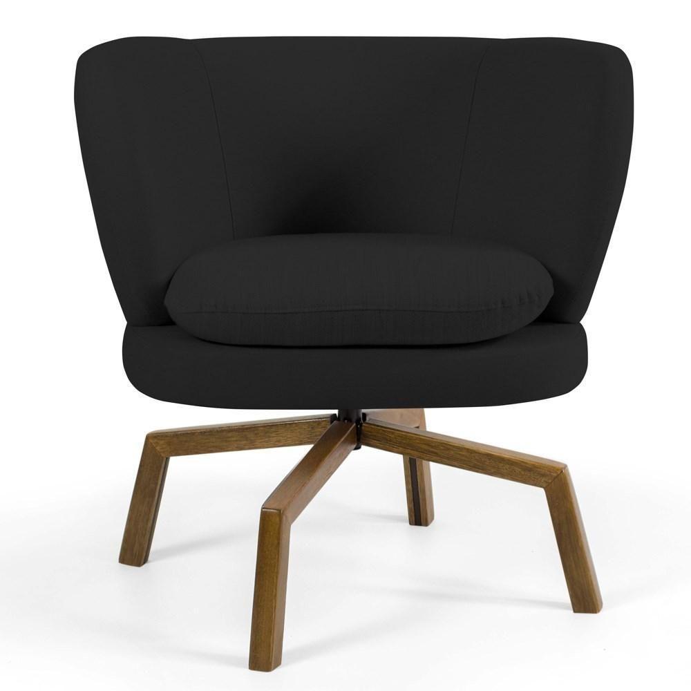 Poltrona Decorativa Sala De Estar Melissa Base Ka Giratória Veludo C-300 Preto - Domi - 2