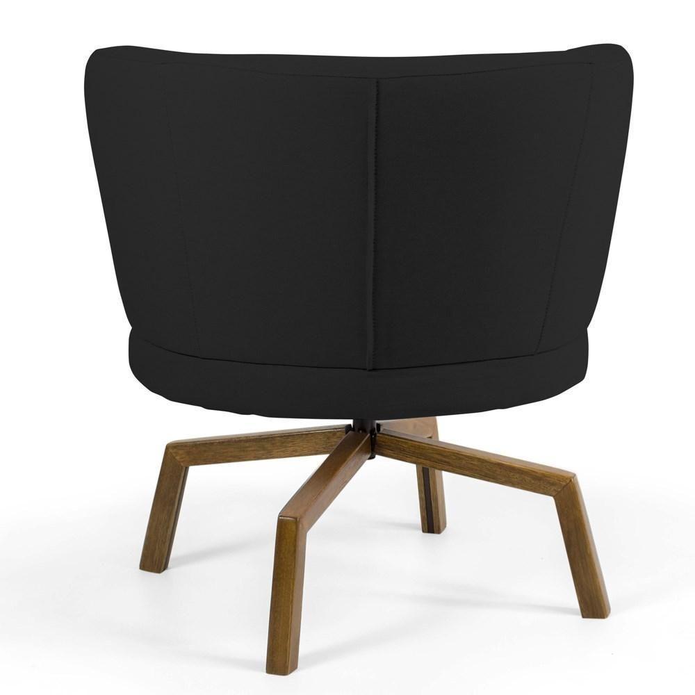 Poltrona Decorativa Sala De Estar Melissa Base Ka Giratória Veludo C-300 Preto - Domi - 5