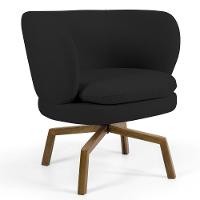 Poltrona Decorativa Sala De Estar Melissa Base Ka Giratória Veludo C-300 Preto - Domi - 1