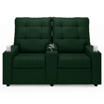 Poltrona De Cinema Reclinável 2 Lugares Baú Usb Mallie Fh9 Veludo Verde - Mpozenato