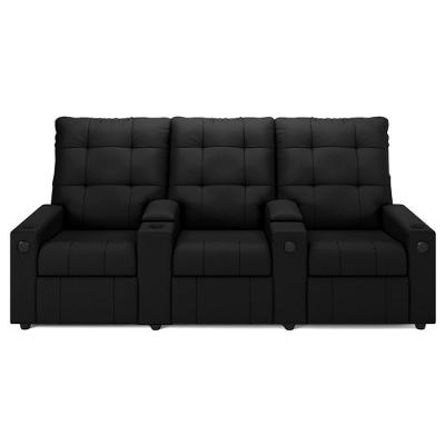 Poltrona De Cinema Reclinável 3 Lugares Baú Usb Mallie Fh9 Veludo Preto - Mpozenato