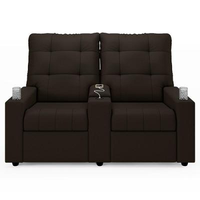 Poltrona De Cinema Reclinável 2 Lugares Baú Usb Mallie Fh9 Pu Marrom - Mpozenato