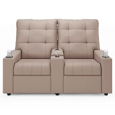 Poltrona De Cinema Reclinável 2 Lugares Baú Usb Mallie Fh9 Veludo Rosê - Mpozenato