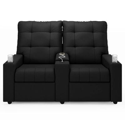 Poltrona De Cinema Reclinável 2 Lugares Baú Usb Mallie Fh9 Veludo Preto - Mpozenato