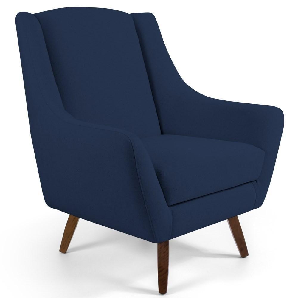 Poltrona Decorativa Pé Palito De Madeira Juliet Veludo C-304 Azul Marinho - Domi - 3