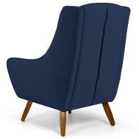 Poltrona Decorativa Pé Palito De Madeira Juliet Veludo C-304 Azul Marinho - Domi