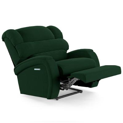 Poltrona Do Papai Reclinável Kalie Elétrica Botão Led Fh9 Veludo Verde - Mpozenato