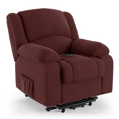 Poltrona Do Papai Reclinável Pietra Elevação Lift Elétrico Fh9 Veludo Vinho - Mpozenato