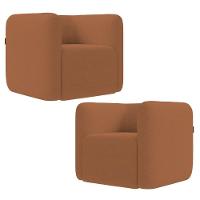 Poltrona Para Sala De Estar Decorativa Kit Com 2 Maggie Z08 Boucle Terracota - Mpozenato - 1