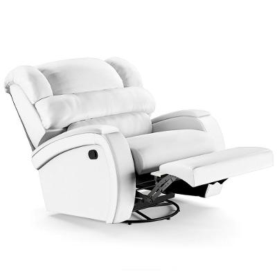 Poltrona Do Papai Reclinável Kalie Glider Giratória Massagem Fh9 Pu Branco - Mpozenato