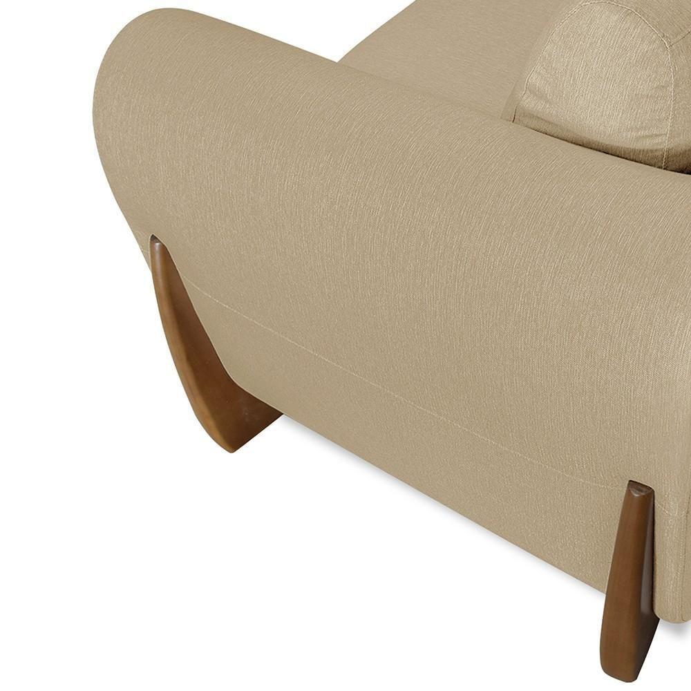 Poltrona Para Sala Base De Madeira Kit 2 Izzy S06 Linho Dourado - Mpozenato - 10