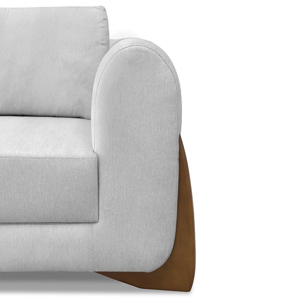 Poltrona Para Sala Base De Madeira Izzy S06 Linho Grigio - Mpozenato - 8