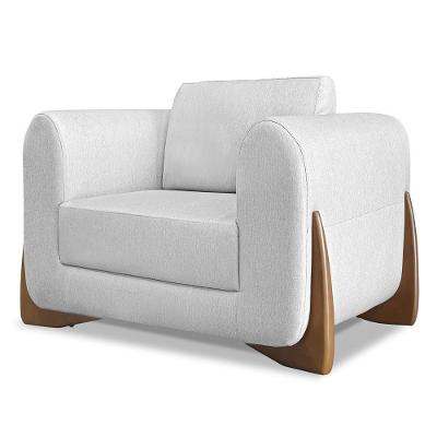 Poltrona Para Sala Izzy S06 Encosto Almofada Solta Linho Cinza Mel Mpozenato