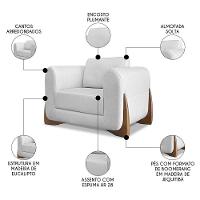 Poltrona Para Sala Base De Madeira Izzy S06 Linho Grigio - Mpozenato - 3