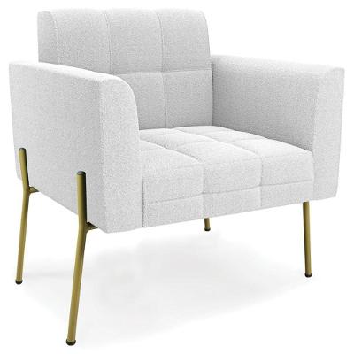 Poltrona Para Sala Ana Bouclé Off Encosto Fixo Cor Off White Ibiza