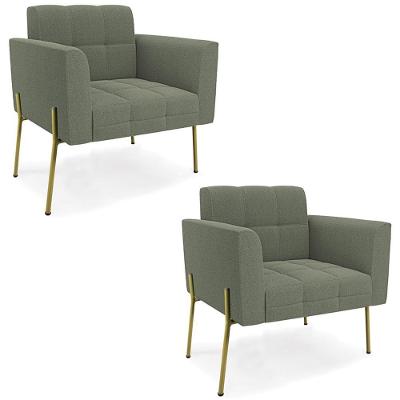 Kit 2 Poltronas Para Sala Ana Bouclê Menta Bouclê Verde Ibiza