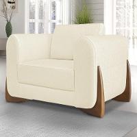 Poltrona Para Sala Base De Madeira Kit 2 Izzy S06 Linho Pérola - Mpozenato - 2