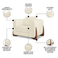 Poltrona Para Sala Base De Madeira Kit 2 Izzy S06 Linho Pérola - Mpozenato - 3
