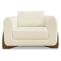 Poltrona Para Sala Base De Madeira Kit 2 Izzy S06 Linho Pérola - Mpozenato - 6