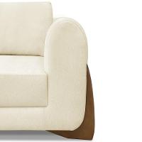 Poltrona Para Sala Base De Madeira Kit 2 Izzy S06 Linho Pérola - Mpozenato - 9