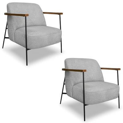 Poltrona Para Sala Kit 2 Ellen S06 Boucle Cinza Mpozenato