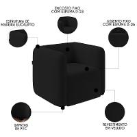 Poltrona Para Sala De Estar Decorativa Kit Com 2 Maggie Z08 Veludo Preto - Mpozenato - 3