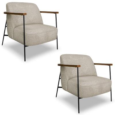 Poltrona Para Sala Kit 2 Ellen S06 Boucle Bege Mpozenato