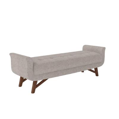 Puff Recamier Calçadeira 195cm Base Madeira Neville Z37 Linho Cru - Mpozenato