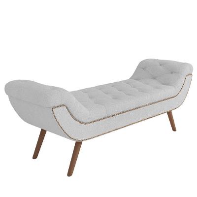 Puff Recamier Calçadeira 160cm Pés Palito Madeira Venêto Z37 Boucle Branco - Mpozenato