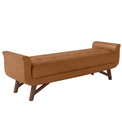 Puff Recamier Calçadeira 160cm Base Madeira Neville Z37 Sintético Caramelo - Mpozenato