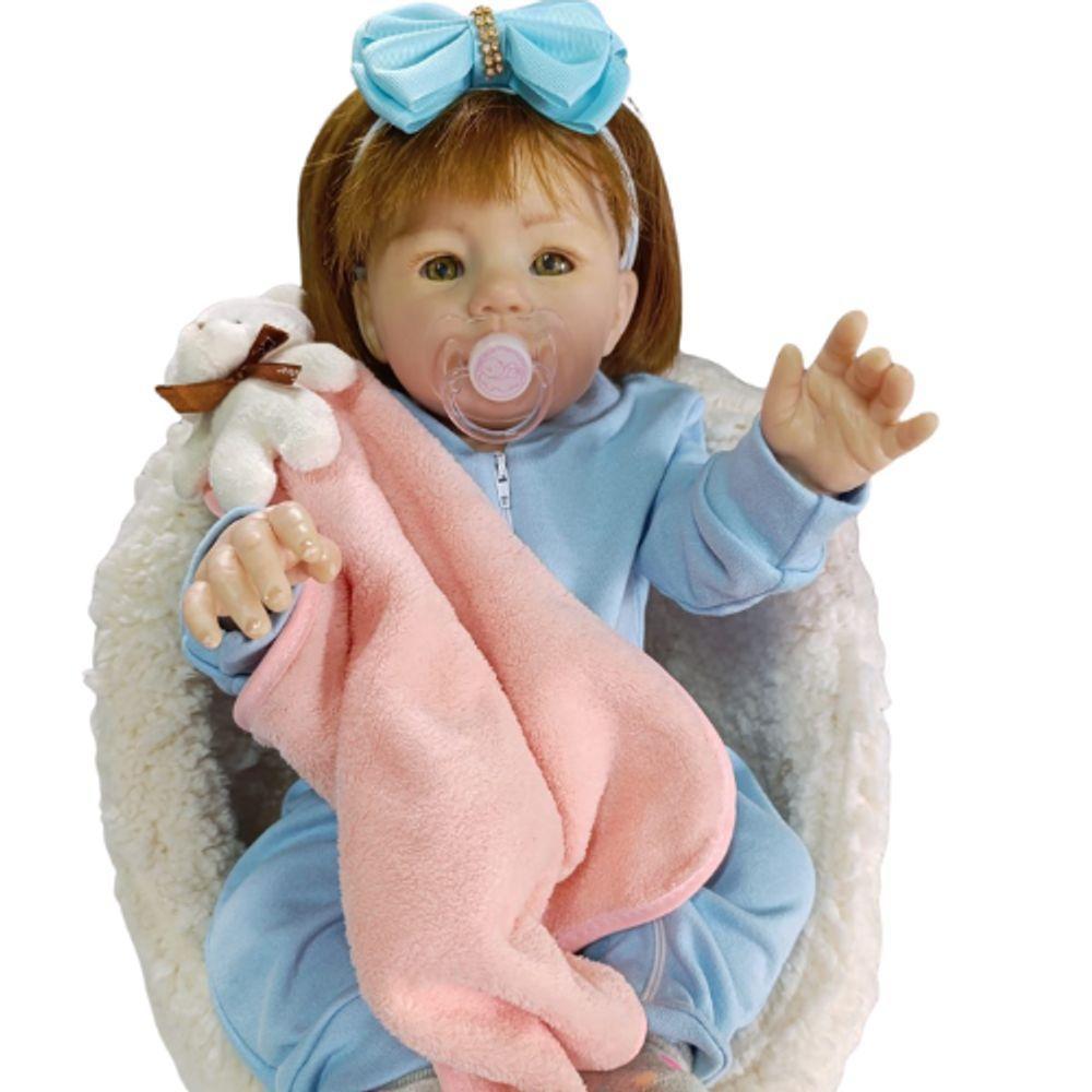 Bebê Reborn Menina Artesanal Olhos Abertos Cabelo Implantado Fio A Fio Ruiva Corpo Em Vinil De Silicone - 1