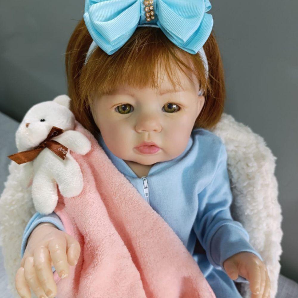 Bebê Reborn Menina Artesanal Olhos Abertos Cabelo Implantado Fio A Fio Ruiva Corpo Em Vinil De Silicone - 2