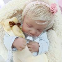 Bebê Reborn Menina Dormindo Loira Artesanal Cabelo Implantado Fio A Fio - 2