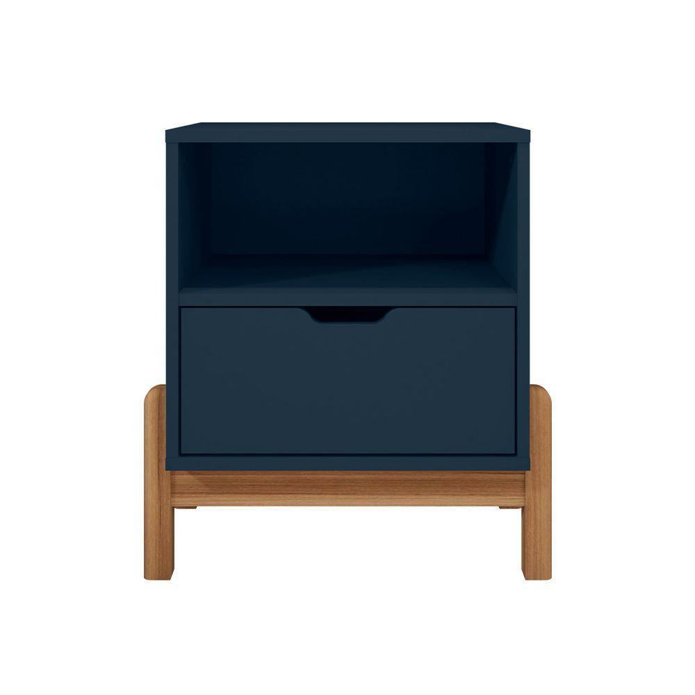 Mesa De Cabeceira Antares Essenziale Com 1 Gaveta 52cm Azul Cobalto - 4