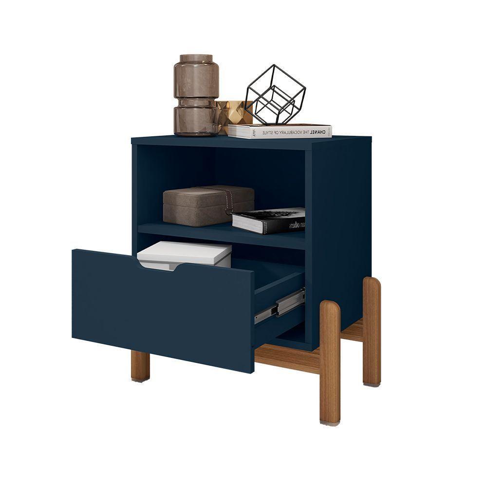 Mesa De Cabeceira Antares Essenziale Com 1 Gaveta 52cm Azul Cobalto - 5