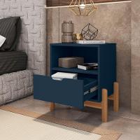 Mesa De Cabeceira Antares Essenziale Com 1 Gaveta 52cm Azul Cobalto - 2