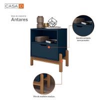 Mesa De Cabeceira Antares Essenziale Com 1 Gaveta 52cm Azul Cobalto - 6