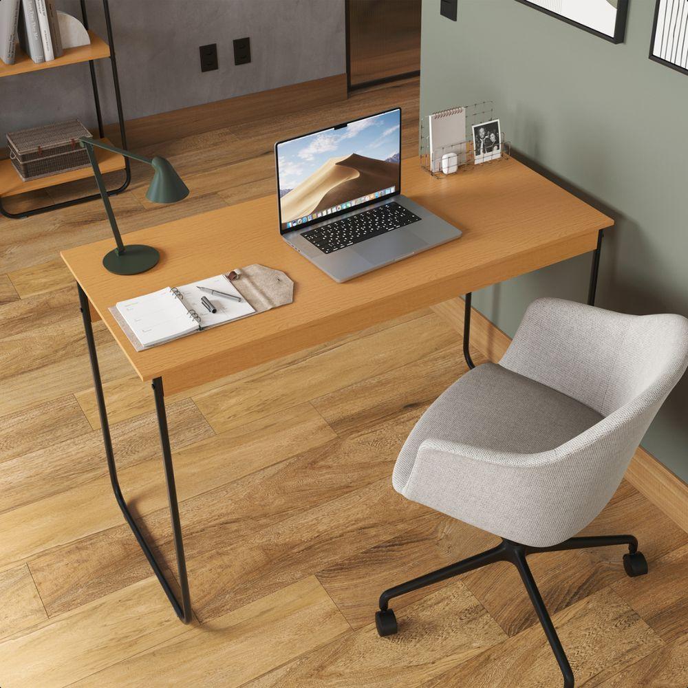Mesa De Estudos Escrivaninha Home Office Industrial Criare Quarto Escritório Bancada Simples Nature - 5