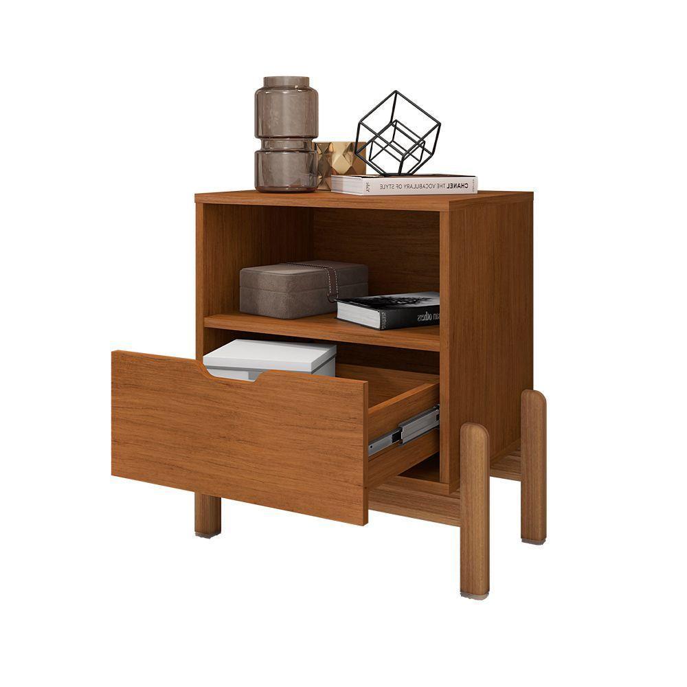 Mesa De Cabeceira Antares Essenziale Com 1 Gaveta 52cm Cedro - 5