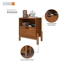 Mesa De Cabeceira Antares Essenziale Com 1 Gaveta 52cm Cedro - 6