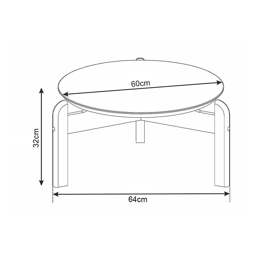 Mesa De Centro Redonda Lizz 64cm Off-white/cedro - 3