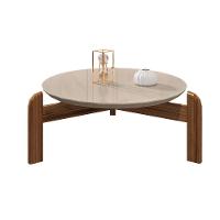 Mesa De Centro Redonda Lizz 64cm Off-white/cedro - 2