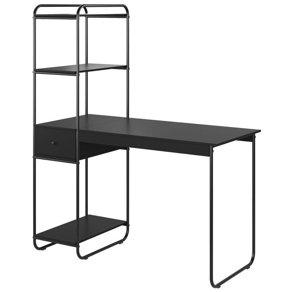 Home Office Escrivaninha Mesa De Estudos Escritório Com Prateleira 1 Gaveta Criare Preto - 1