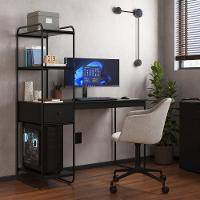 Home Office Escrivaninha Mesa De Estudos Escritório Com Prateleira 1 Gaveta Criare Preto - 5