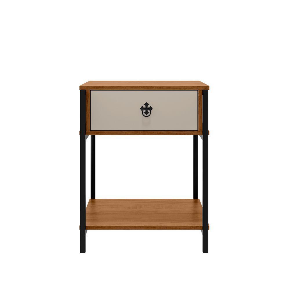 Mesa Mesinha De Cabeceira Estilo Industrial Gaveta Prateleira Mesa De Apoio Sofisticado Decorativo - 1
