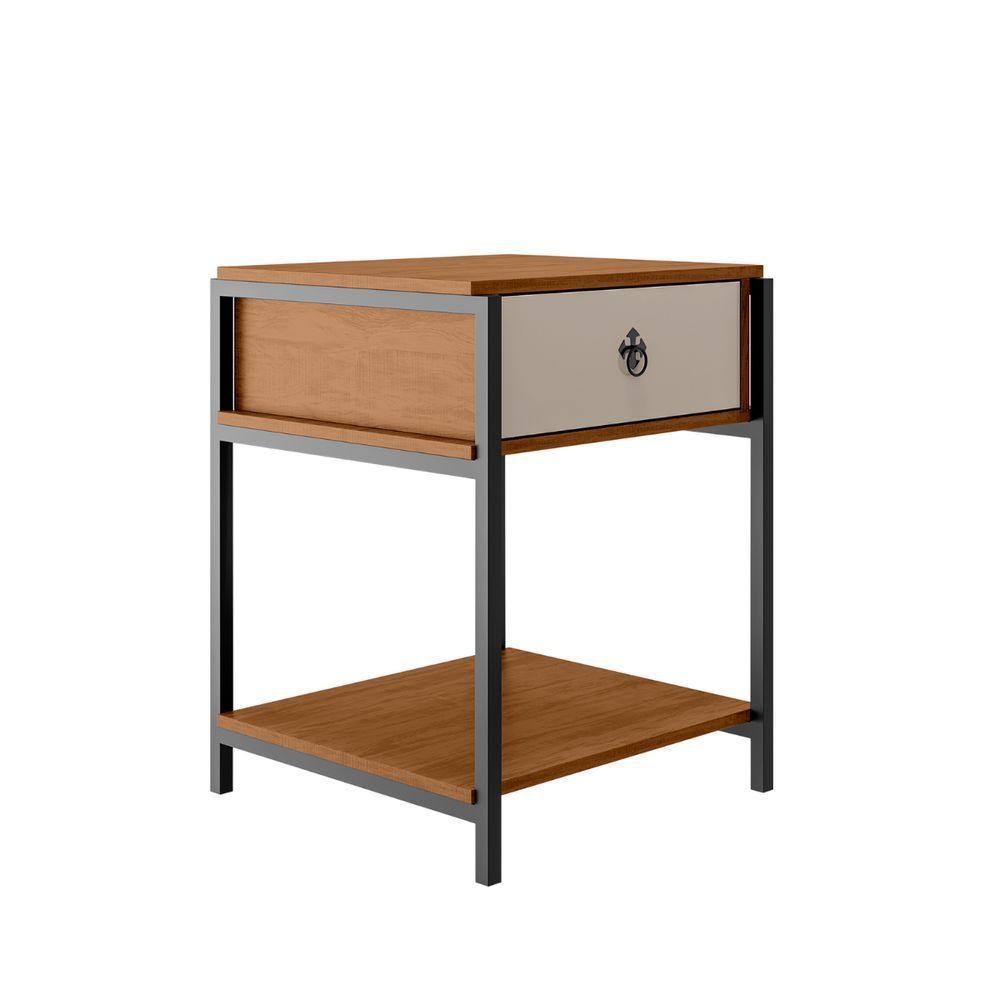 Mesa Mesinha De Cabeceira Estilo Industrial Gaveta Prateleira Mesa De Apoio Sofisticado Decorativo - 2