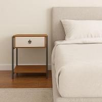 Mesa Mesinha De Cabeceira Estilo Industrial Gaveta Prateleira Mesa De Apoio Sofisticado Decorativo - 5